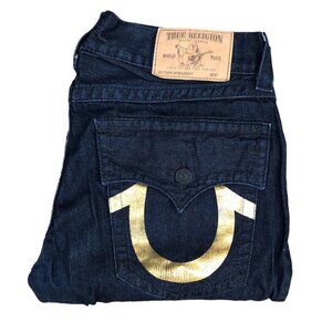 TRUE Religion Jeans Size 34 STRAIGHT Gold Horseshoe